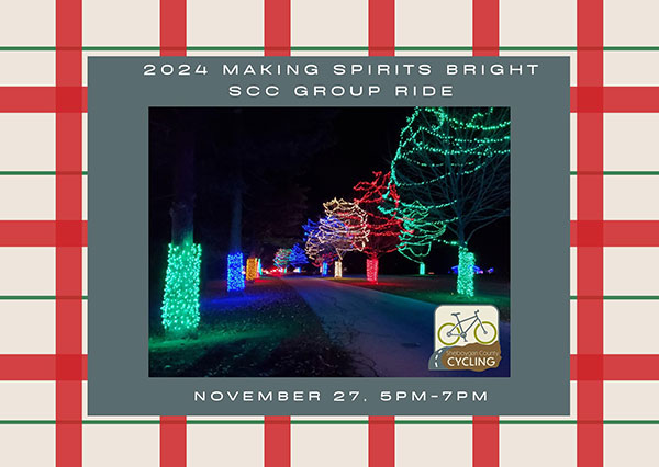 November 27, 2024 group bike ride through Making Spirits Bright Christmas lights show with Sheboygan County Cycling